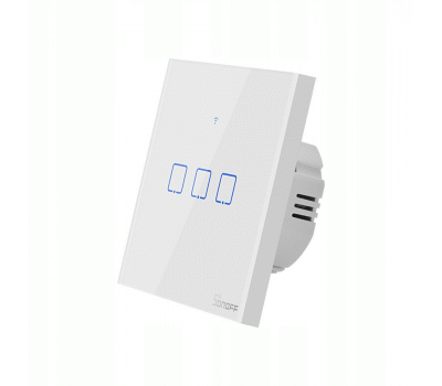 SONOFF T0 - Τριπλός Έξυπνος Γυάλινος Διακόπτης Αφής Επίτοιχος (T0EU3C-TX)